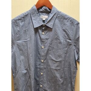 Gap Shirt Mens Medium Blue Floral Short Sleeve Button Up Slim Fit Stretch Poplin